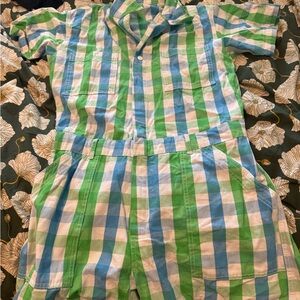 BIG BUD PRESS Blue and Green gingham Jumpsuit